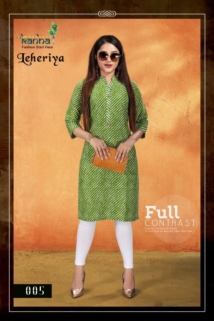 Kanha Leheriya Pure Cotton Printed Regular Wear Kurti Collection